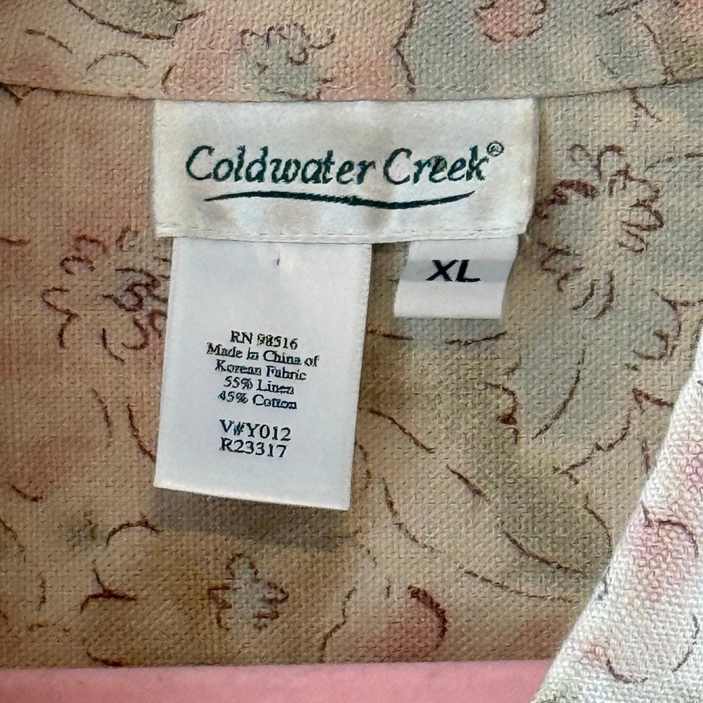 Coldwater Creek Womens XL Floral Linen Cotton Button Front Jacket Pastel - Picture 5 of 5